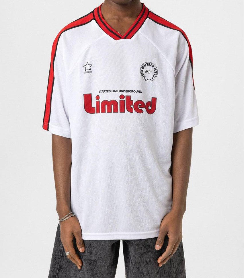 Men's Premium White Red Tee: Jersey Style V2