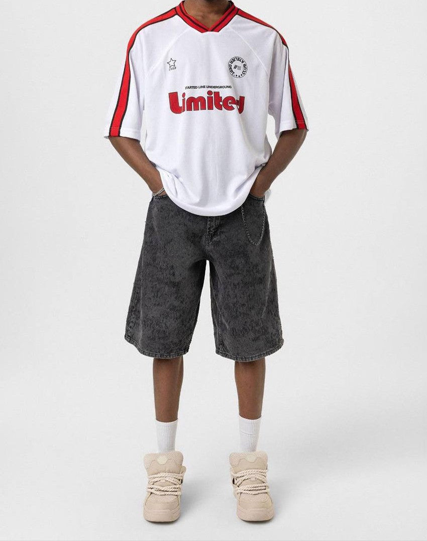 Men's Premium White Red Tee: Jersey Style V2